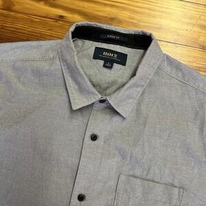 Roark Well Worn Oxford Classic Fit Men's Large Gray Button Up Short Sleeve Shirt